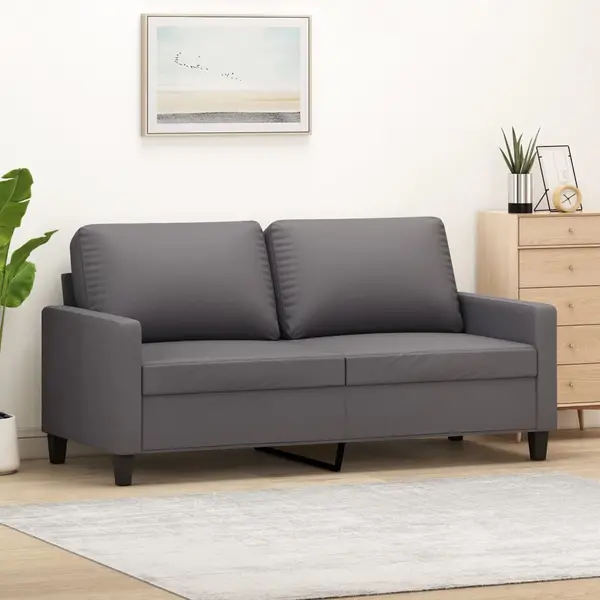 Gossi canapea cu 2 locuri, gri, 140 cm, piele ecologica