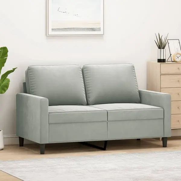 Gossi canapea cu 2 locuri, gri deschis, 120 cm, catifea