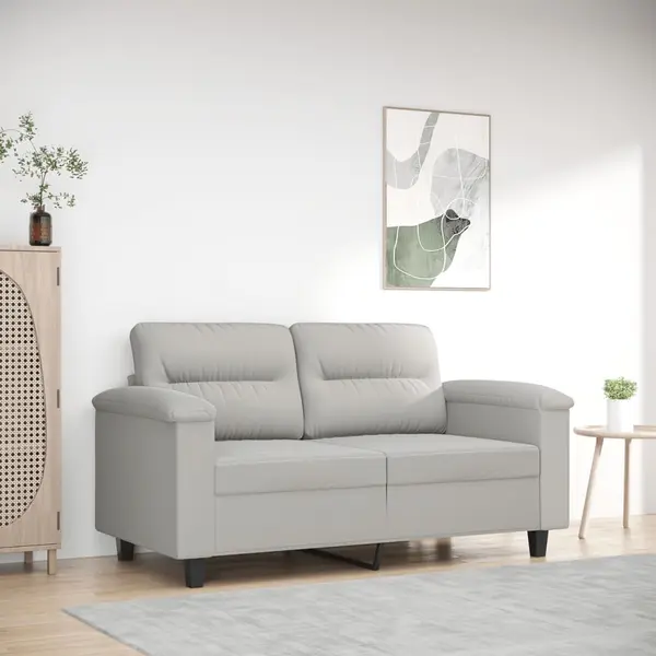 Gossi canapea cu 2 locuri, gri deschis, 120 cm, tesatura microfibra