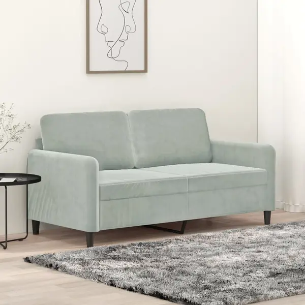 Gossi canapea cu 2 locuri, gri deschis, 140 cm, catifea