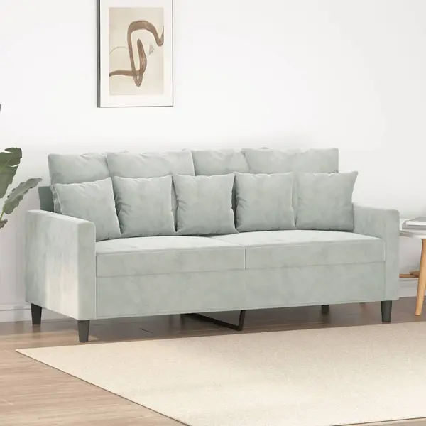Gossi canapea cu 2 locuri, gri deschis, 140 cm, catifea