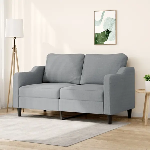 Gossi canapea cu 2 locuri, gri deschis, 140 cm, material textil