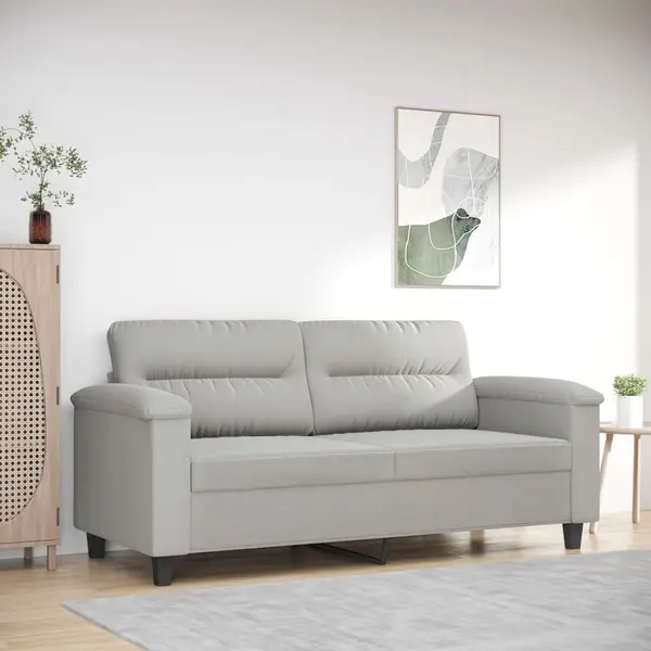 Gossi canapea cu 2 locuri, gri deschis, 140 cm, tesatura microfibra