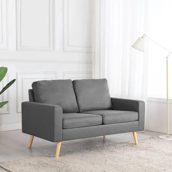 Gossi canapea cu 2 locuri, gri deschis, material textil