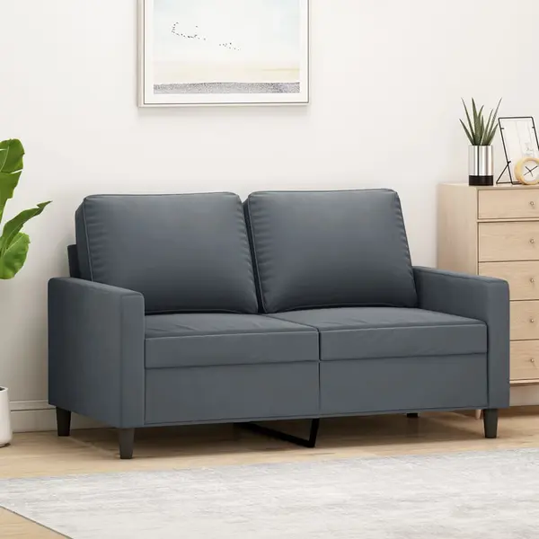 Gossi canapea cu 2 locuri, gri inchis, 120 cm, catifea
