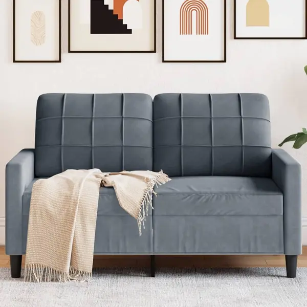 Gossi canapea cu 2 locuri, gri inchis, 120 cm, catifea