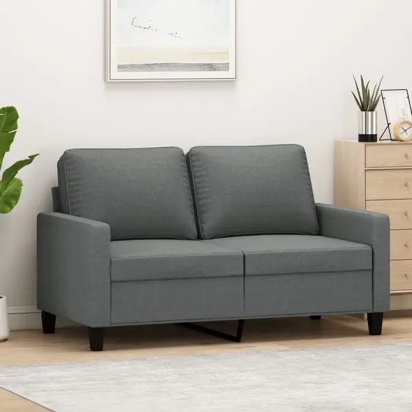 Gossi canapea cu 2 locuri, gri inchis, 120 cm, material textil