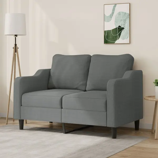 Gossi canapea cu 2 locuri, gri inchis, 120 cm, material textil