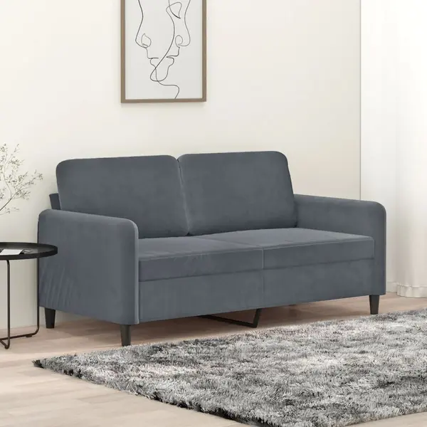 Gossi canapea cu 2 locuri, gri inchis, 140 cm, catifea