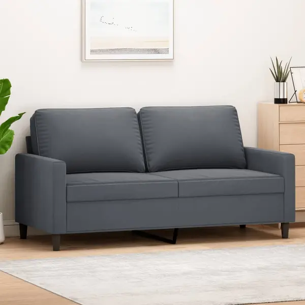 Gossi canapea cu 2 locuri, gri inchis, 140 cm, catifea