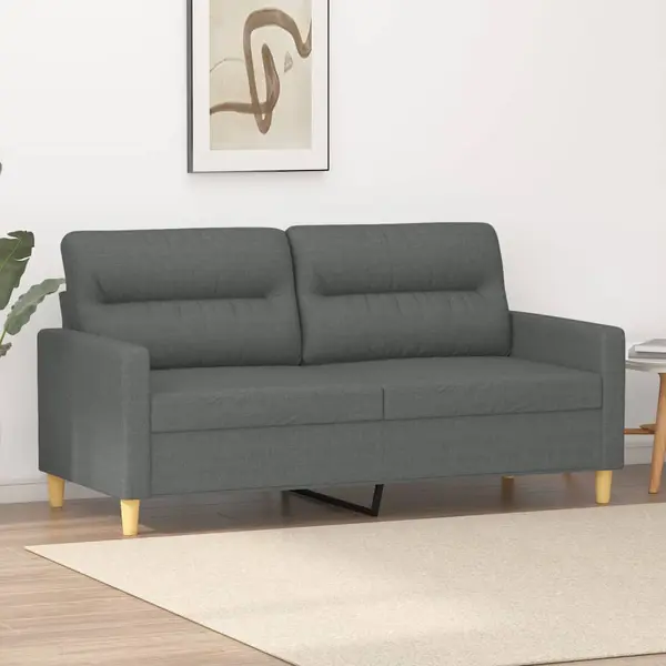 Gossi canapea cu 2 locuri, gri inchis, 140 cm, material textil