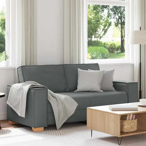 Gossi canapea cu 2 locuri, gri inchis, 140 cm, material textil