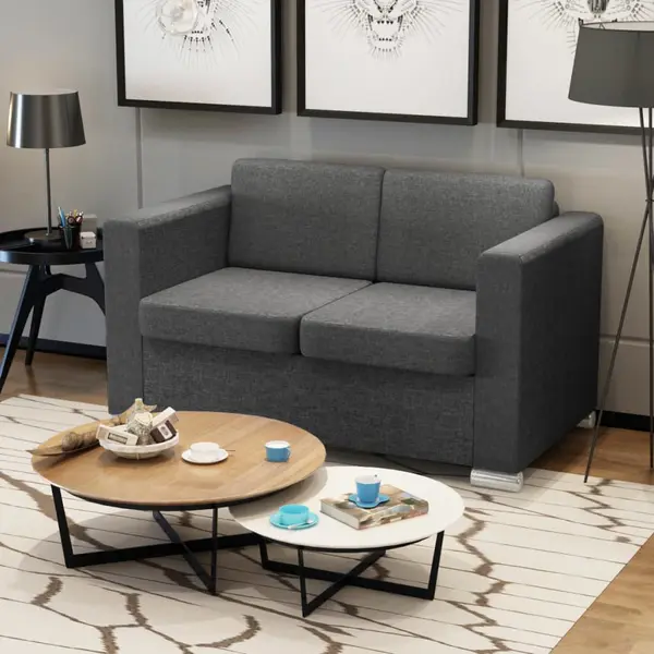 Gossi canapea cu 2 locuri, gri inchis, material textil
