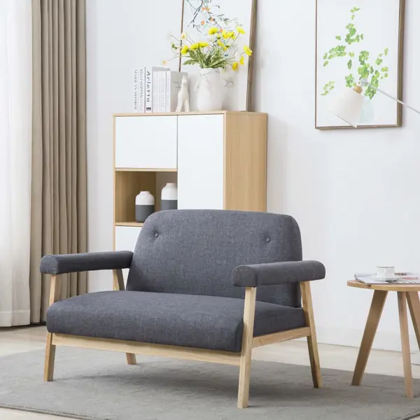 Gossi canapea cu 2 locuri, gri inchis, material textil