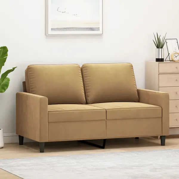 Gossi canapea cu 2 locuri, maro, 120 cm, catifea