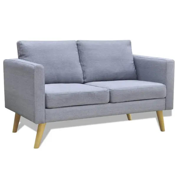 Gossi canapea cu 2 locuri, material textil, gri deschis