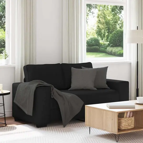 Gossi canapea cu 2 locuri, neagra, 120 cm, material textil