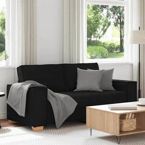 Gossi canapea cu 2 locuri, neagra, 140 cm, material textil
