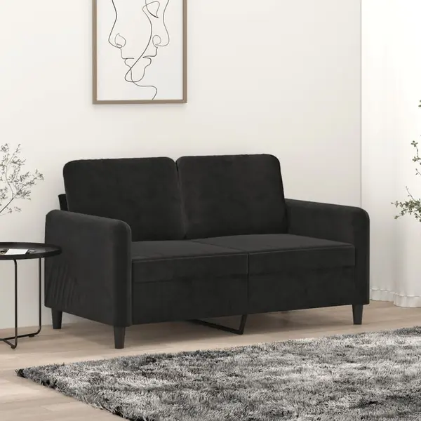 Gossi canapea cu 2 locuri, negru, 120 cm, catifea