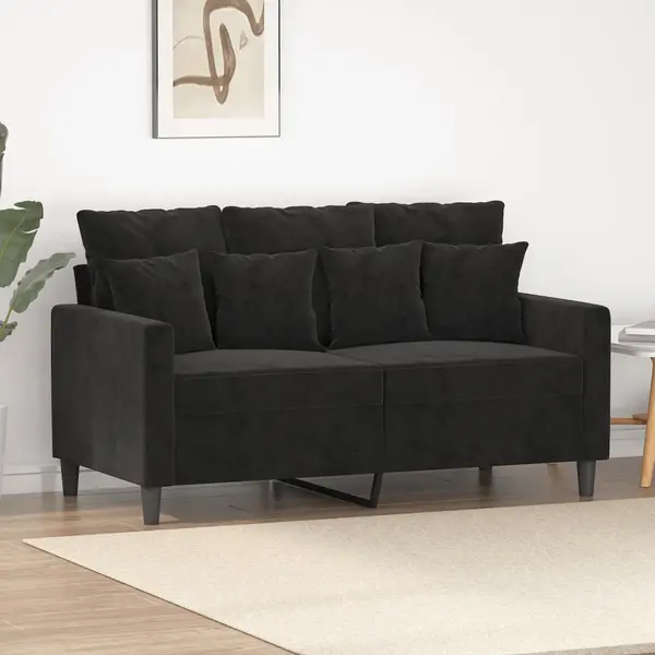 Gossi canapea cu 2 locuri, negru, 120 cm, catifea