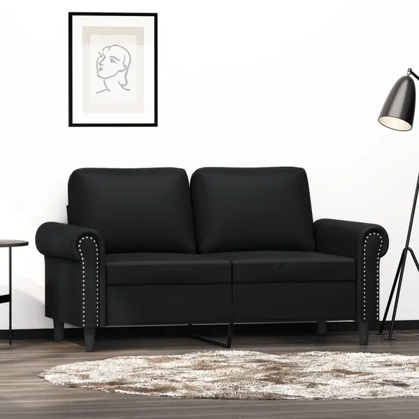Gossi canapea cu 2 locuri, negru, 120 cm, piele ecologica