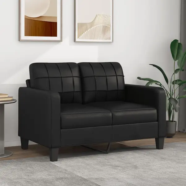 Gossi canapea cu 2 locuri, negru, 120 cm, piele ecologica