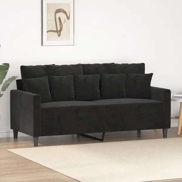 Gossi canapea cu 2 locuri, negru, 140 cm, catifea