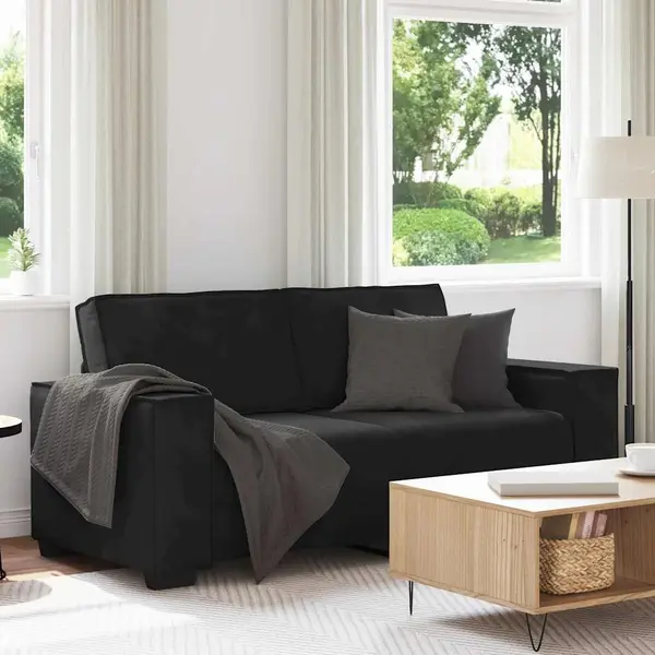 Gossi canapea cu 2 locuri, negru, 140 cm, catifea