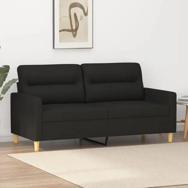 Gossi canapea cu 2 locuri, negru, 140 cm, material textil