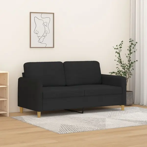 Gossi canapea cu 2 locuri, negru, 140 cm, material textil