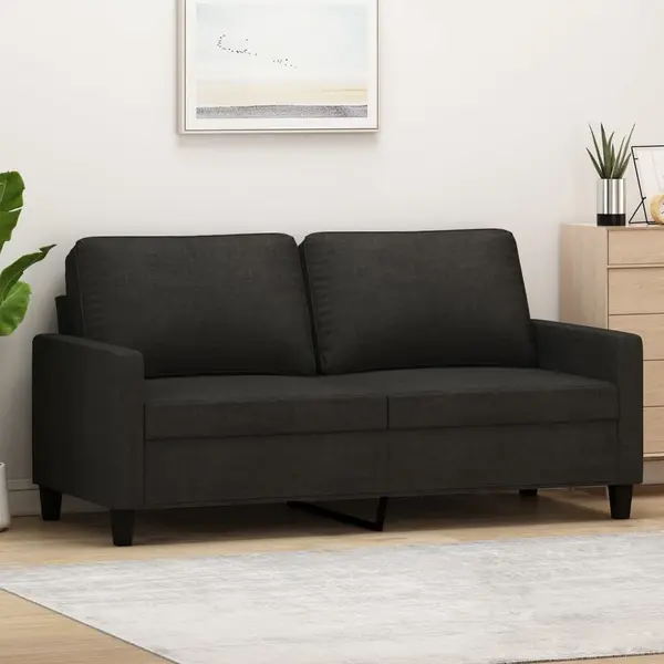 Gossi canapea cu 2 locuri, negru, 140 cm, material textil