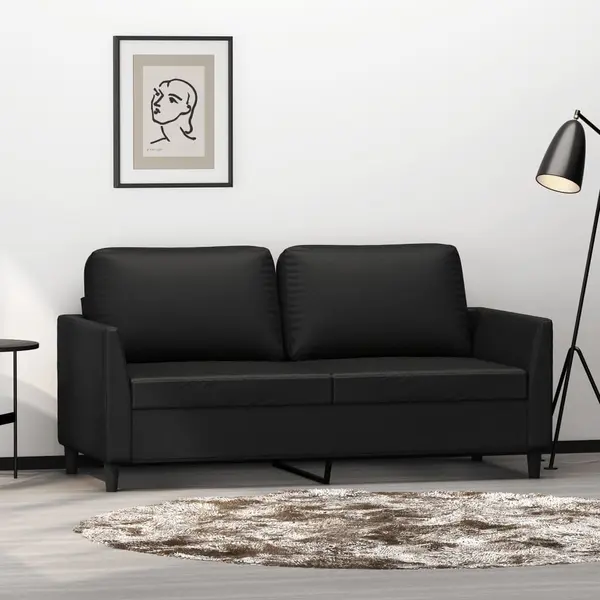 Gossi canapea cu 2 locuri, negru, 140 cm, piele ecologica