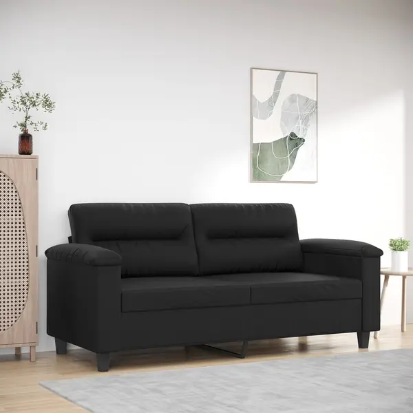 Gossi canapea cu 2 locuri, negru, 140 cm, piele ecologica