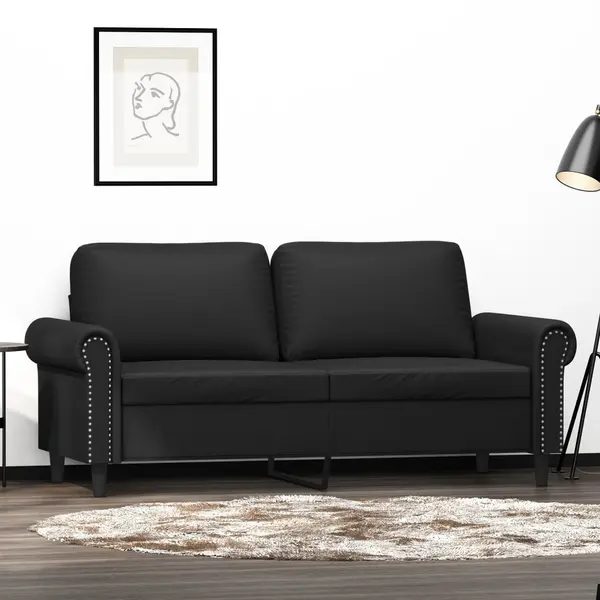 Gossi canapea cu 2 locuri, negru, 140 cm, piele ecologica