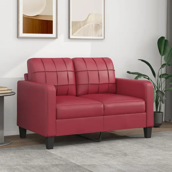 Gossi canapea cu 2 locuri, rosu vin, 120 cm, material textil
