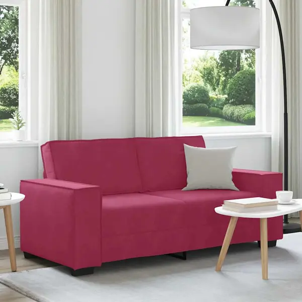 Gossi canapea cu 2 locuri, rosu vin, 140 cm, catifea