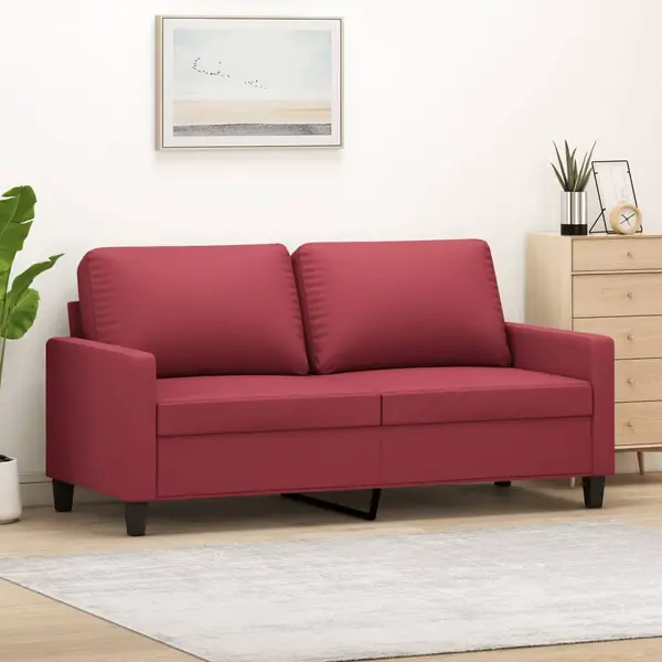 Gossi canapea cu 2 locuri, rosu vin, 140 cm, piele ecologica