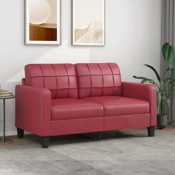 Gossi canapea cu 2 locuri, rosu vin, 140 cm, piele ecologica