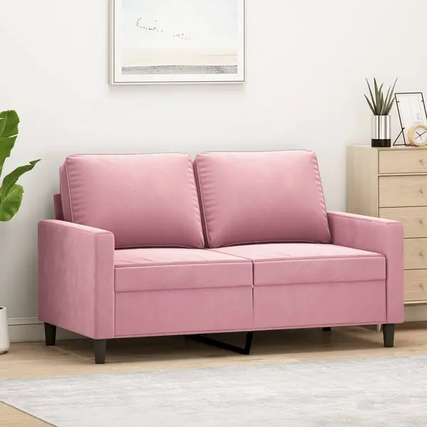 Gossi canapea cu 2 locuri, roz, 120 cm, catifea
