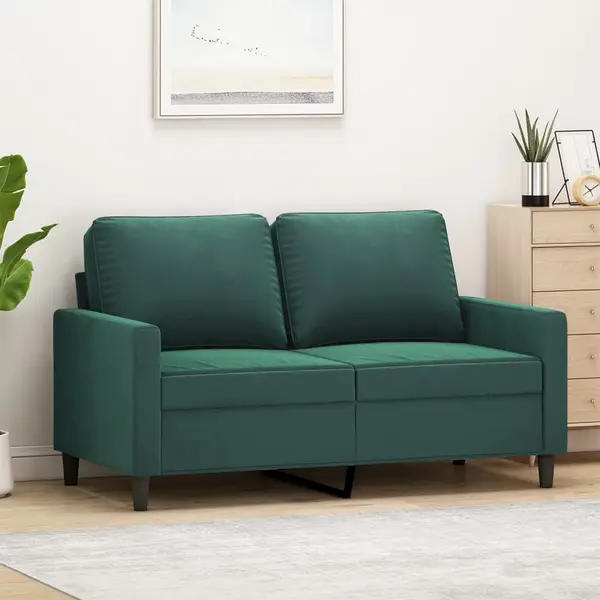 Gossi canapea cu 2 locuri, verde inchis, 120 cm, catifea
