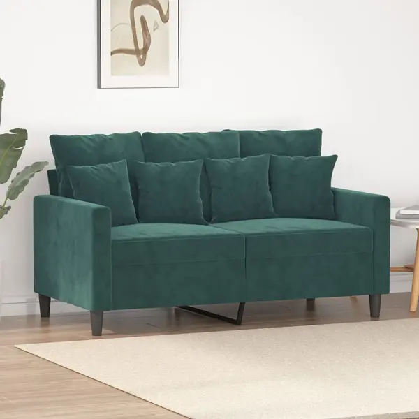Gossi canapea cu 2 locuri, verde inchis, 120 cm, catifea