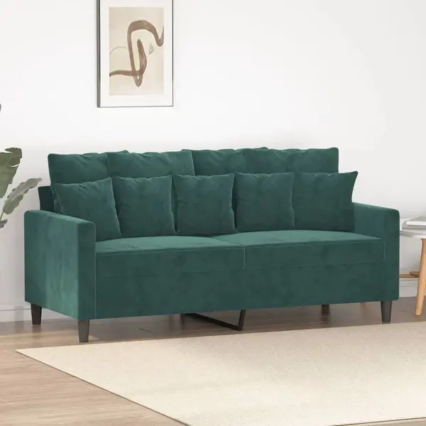 Gossi canapea cu 2 locuri, verde inchis, 140 cm, catifea