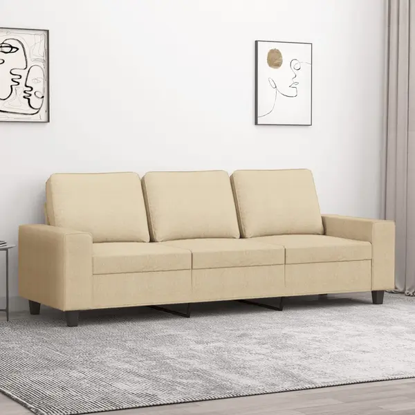 Gossi canapea cu 3 locuri, crem, 180 cm, material textil