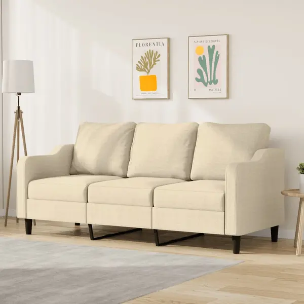 Gossi canapea cu 3 locuri, crem, 180 cm, material textil
