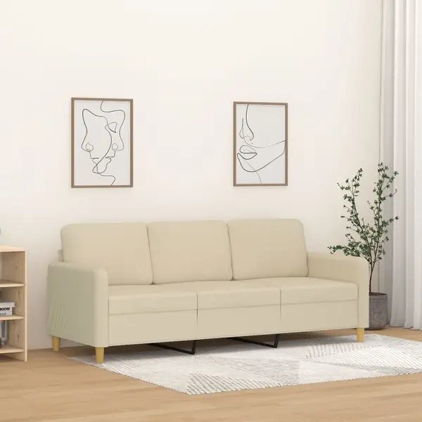 Gossi canapea cu 3 locuri, crem, 180 cm, material textil