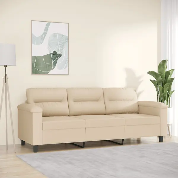 Gossi canapea cu 3 locuri, crem, 180 cm, tesatura microfibra