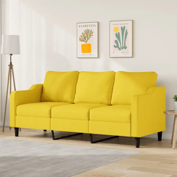 Gossi canapea cu 3 locuri, galben deschis, 180 cm, material textil