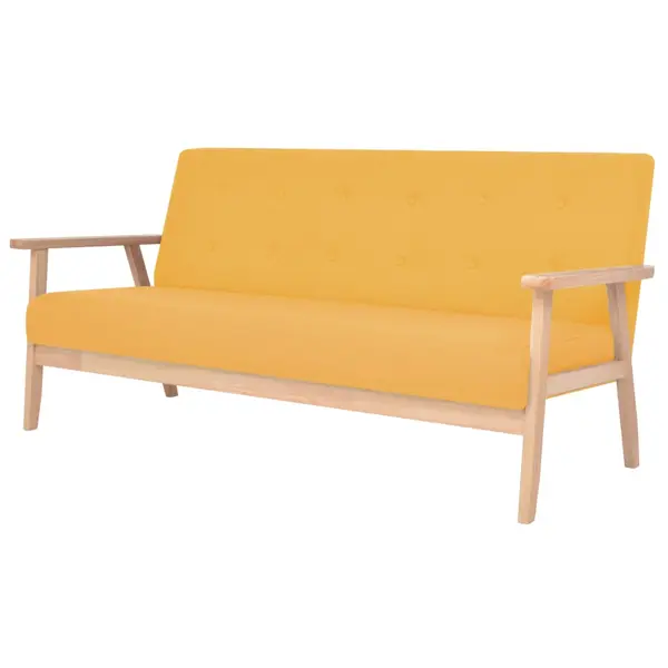 Gossi canapea cu 3 locuri, galben, material textil