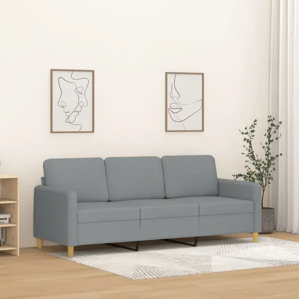 Gossi canapea cu 3 locuri, gri deschis, material 180cm textil