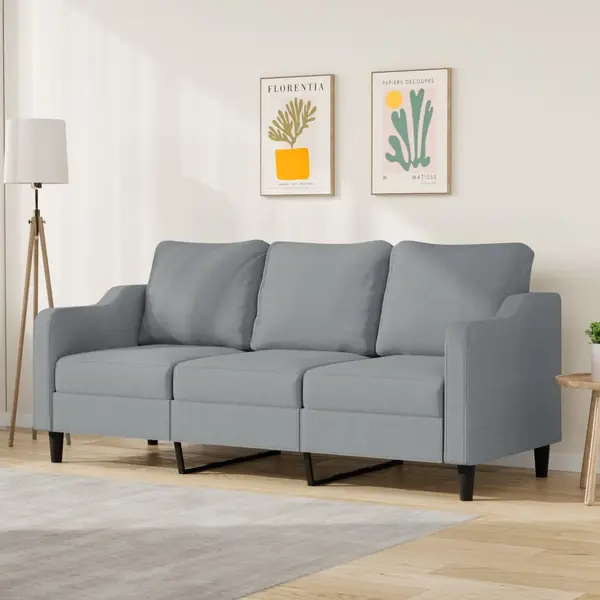 Gossi canapea cu 3 locuri, gri deschis, material 180cm textil
